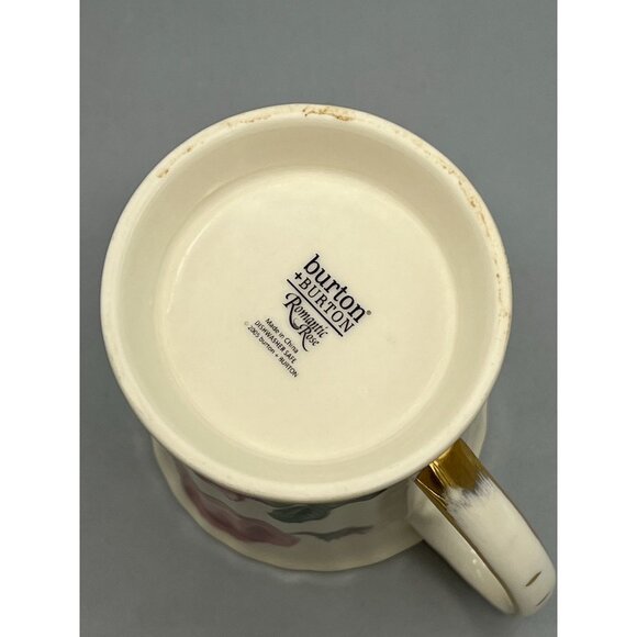 Burton + Burton Romantic Roses Porcelain Mug Cup Pink Rose VTG Golden Accent - Picture 6 of 9